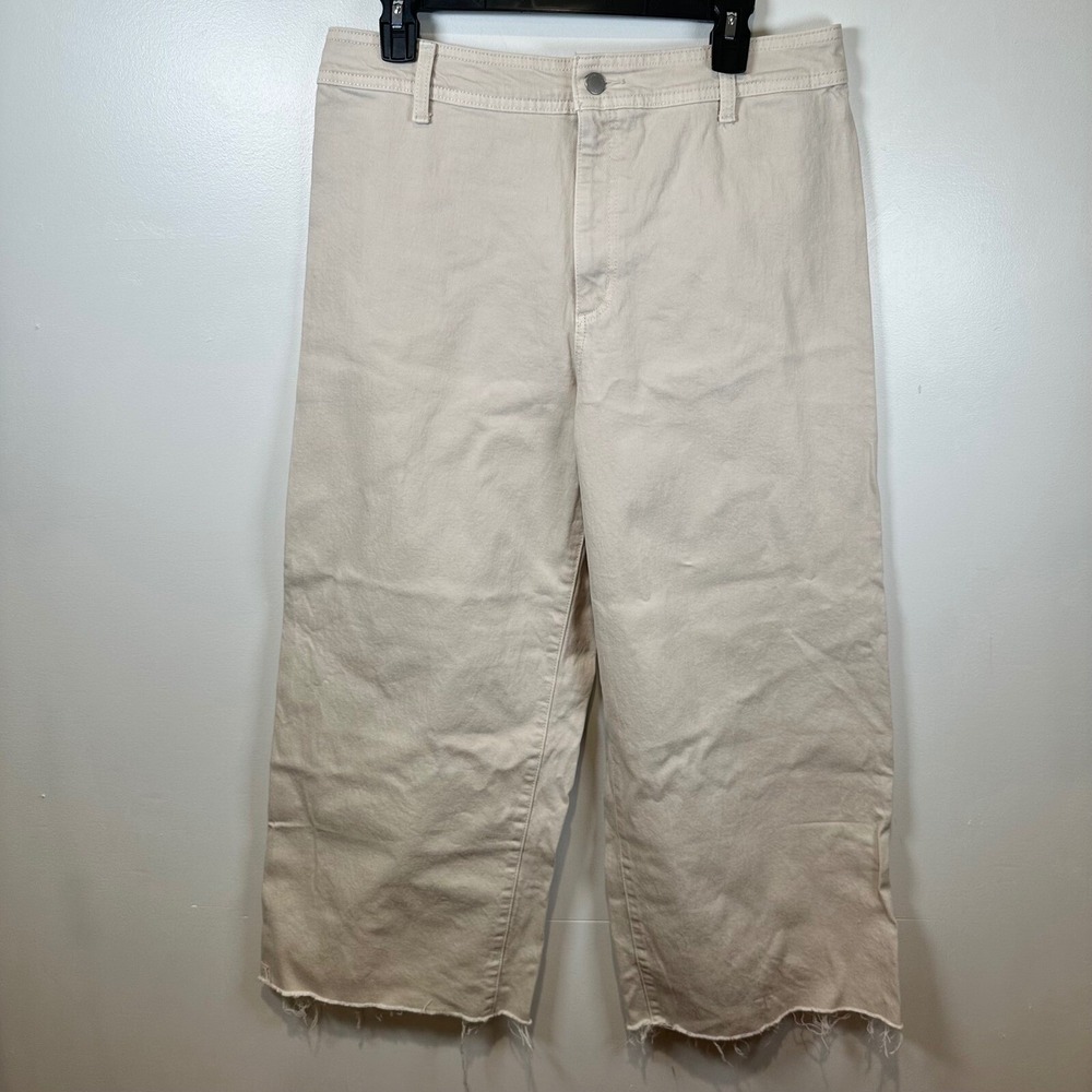 Universal Thread‎ Wide Leg Ankle Crop Raw Hem Pants Beige Size 12